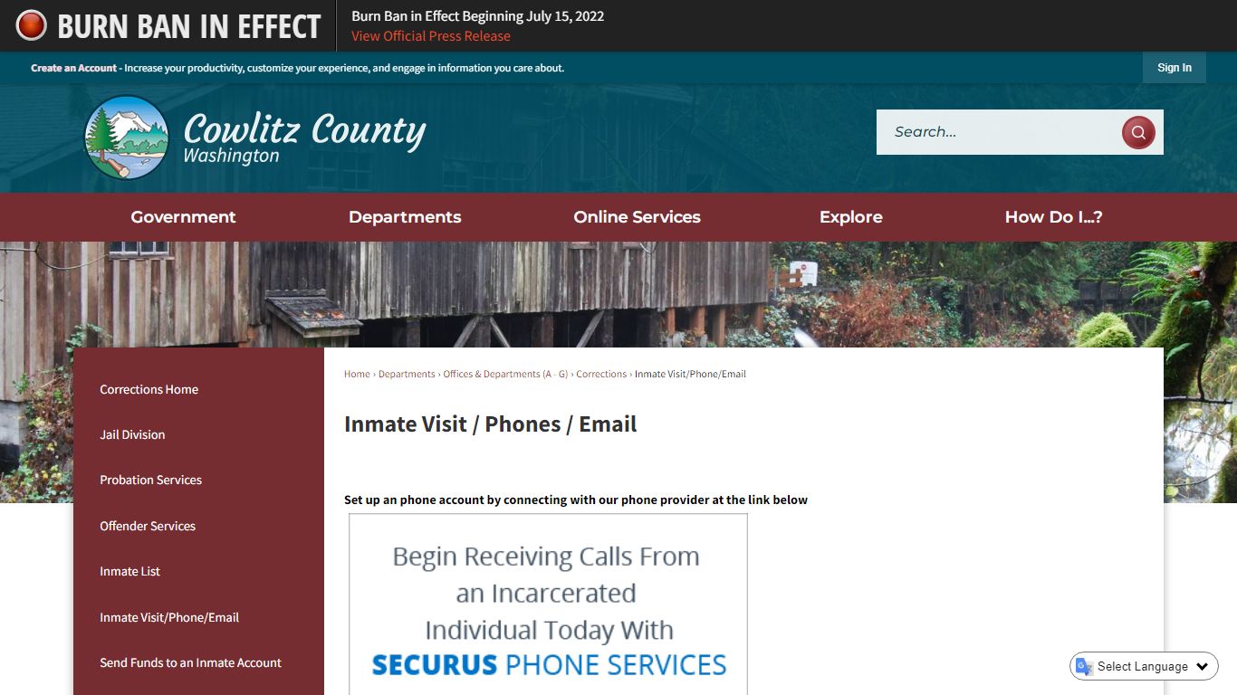 Inmate Visit / Phones / Email | Cowlitz County, WA ...